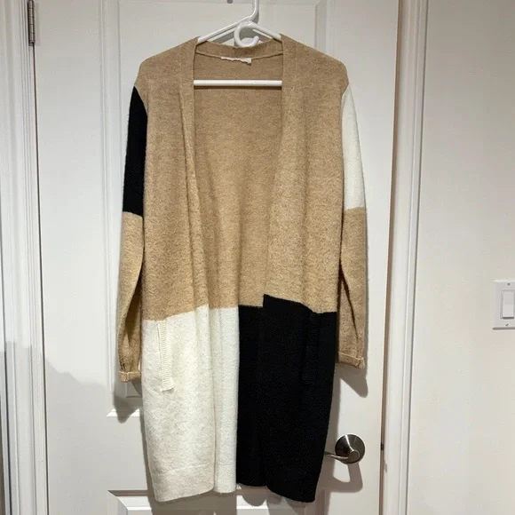 Color Block Open Front Cardigan - Picture 1 of 4